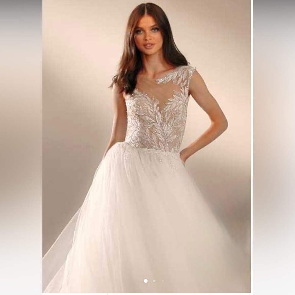NWT Milla Nova Frensis Illusion Wedding Gown with Cathedral Length Train